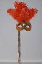 Venetian Mask - Principessa with stick - Orange