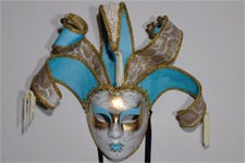 Venetian Mask - Fantasia Jester - Blue