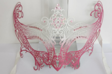 Venetian Mask - Royal Accent - White/Pink