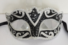 Venetian Mask - Romano - Black/Silver - Style 2