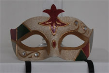 Venetian Mask - Italian Courtier - Red/Green/Gold/Cream