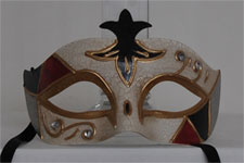 Venetian Mask - Italian Courtier - Black/Red/Gold/Cream