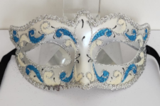 Venetian Mask - Mona Lisa Eye Mask - Blue Light/Silver