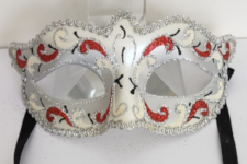 Venetian Mask - Mona Lisa Eye Mask - Red/Silver