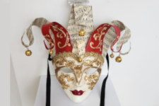 Venetian Mask - Parisian Jester Princess - Red