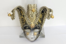 Venetian Mask - Mini Jester - Black